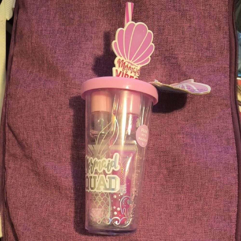 NWT Mermaid Squad Kids Tumbler with Straw - Pink